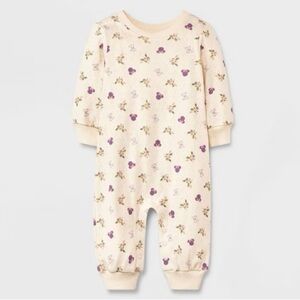 NWT DISNEY BABY Ivory and Purple Minnie Mouse Floral Patterned Onesie Size 0-3M